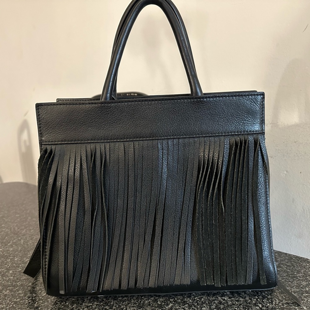 Posse Black Fringe Tote Bag